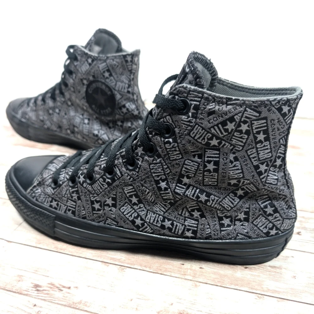 Converse Logo Play Black Mason High Top Sneakers Chuck Shoes Black Silver Men 9 - Picture 3 of 16